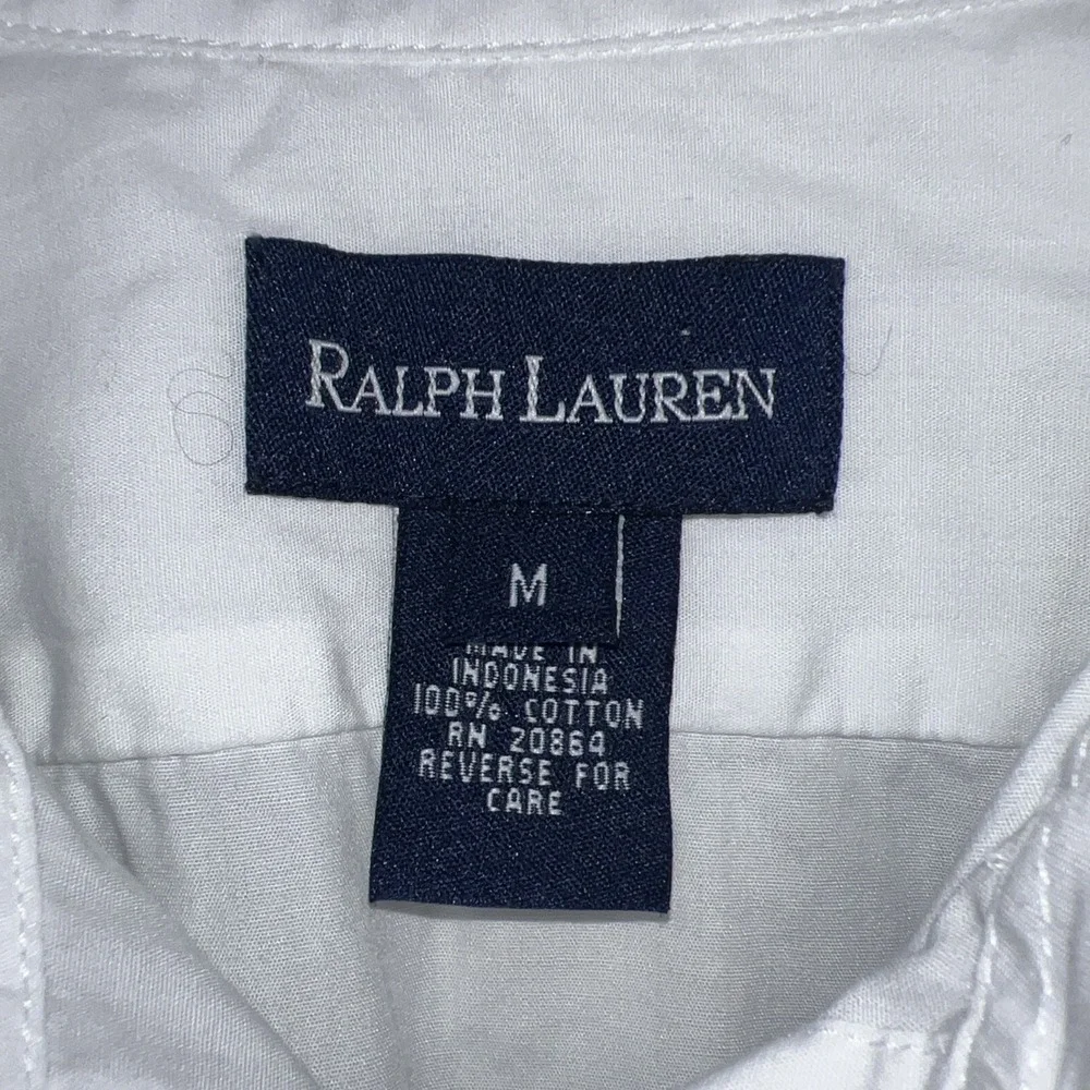 Ralph Lauren Boy's White Button Collared L/S Pony Embroidered Shirt M 10-12